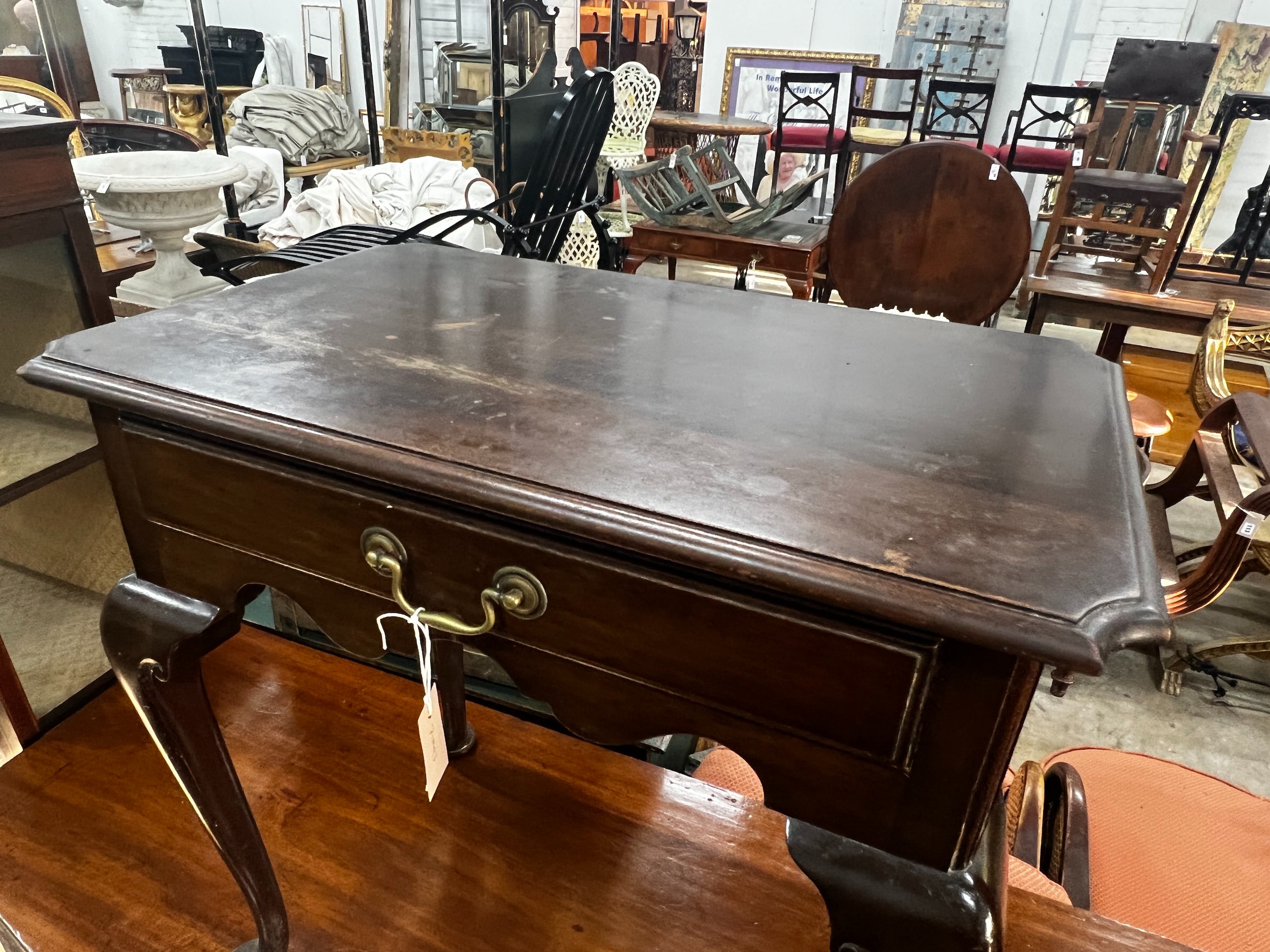 An 18th century style mahogany side table, width 69cm, depth 43cm, height 69cm